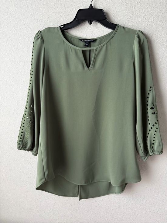41 Hawthorn Tops - 41 Hawthorne Olive Green Keyhole Blouse